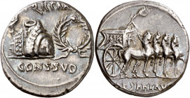 (18 a.C.). Octavio Augusto. Denario. (Spink falta) (S. 80a) (RIC. 100). 3,75 g. MBC+.
