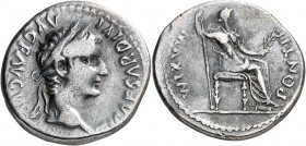(después 16 d.C.). Tiberio. Denario. (Spink 1763) (S. 16a) (RIC. 30). 3,62 g. MBC.