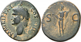 (37-41 d.C.). Agripa. As. (Spink 1812) (Co. 3) (RIC. 58, de Calígula). Ex Áureo 29/09/1998, nº 144. 12,30 g. MBC-.