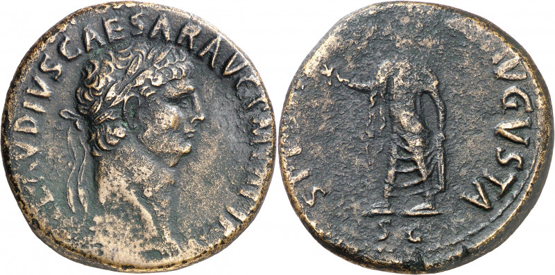 (41-42 d.C.). Claudio. Sestercio. (Spink 1853) (Co. 85) (RIC. 99). Acuñación flo...