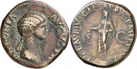 (41-42 d.C.). Antonia. Dupondio. (Spink 1902) (Co. 6) (RIC. 92, de Claudio). Rayas. 14,90 g. (MBC).