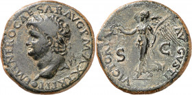 (66 d.C.). Nerón. Dupondio. (Spink 1970) (Co. 344) (RIC. 523). Ex Áureo 15/06/1995, nº 75. 12,71 g. MBC+.