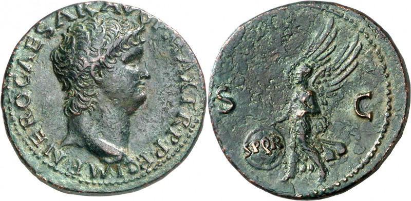 (66 d.C.). Nerón. As. (Spink 1976 var) (Co. 302) (RIC. 543). 10,64 g. MBC+.