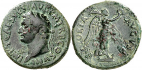 (80-81 d.C.). Tito. As. (Spink 2552 var) (Co. 367) (RIC. 249). Pequeñas incrustaciones. Pátina verde. Ex Áureo 17/12/2003, nº 3089. 10,06 g. (MBC)....