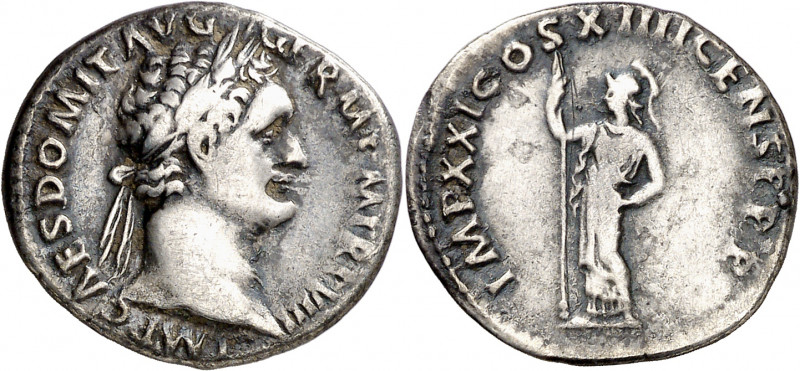 (88-89 d.C.). Domiciano. Denario. (Spink 2736 var) (S. falta) (RIC. 677). 3,27 g...