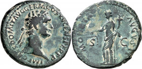 (90-91 d.C.). Domiciano. As. (Spink 2807) (Co. 332) (RIC. 708). 11,89 g. MBC-.