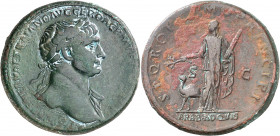 (113 d.C.). Trajano. Sestercio. (Spink 3180 var) (Co. 32 ó 34) (RIC. 466 ó 614). 24,91 g. MBC.