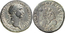 (105 d.C.). Trajano. Sestercio. (Spink 3196) (Co. 534) (RIC. 564). 22,75 g. MBC+/MBC.