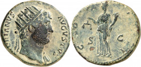 (125-127 d.C.). Adriano. Dupondio. (Spink 3657 var) (Co. 386) (RIC. 832). 10,63 g. MBC+/MBC.