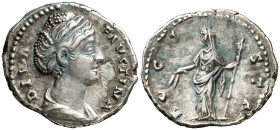 (después 147 d.C.). Faustina madre. Denario. (Spink 4582) (S. 78) (RIC. 360). 2,98 g. EBC-.