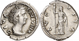 (después 147 d.C.). Faustina madre. Denario. (Spink 4584) (S. 104) (RIC. 362). 3,06 g. MBC.