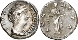 (después 147 d.C.). Faustina madre. Denario. (Spink 4587) (S. 108) (RIC. 368). 3,20 g. MBC.
