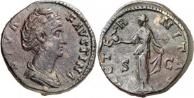 (después 147 d.C.). Fasutina madre. Sestercio. (Spink 4607) (Co. 12) (RIC. 1105). 27,37 g. MBC.