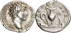 (142 d.C.). Marco Aurelio. Denario. (Spink 4786) (S. 451) (RIC. 424a, de Antonino pío). Ex Áureo 28/04/1999, nº 2058. 3,12 g. EBC-.