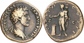 (151-152 d.C.). Marco Aurelio. Sestercio. (Spink 4813) (Co. 648) (RIC. 1302A). 20,71 g. MBC-/BC+.