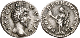 (163 d.C.). Lucio Vero. Denario. (Spink 5354) (S. 156) (RIC. 491). 3,31 g. MBC+.