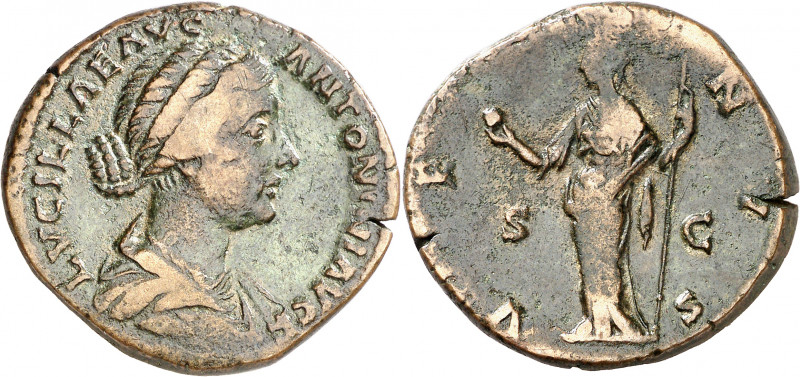 (164-166 d.C.). Lucilla. Sestercio. (Spink 5506) (Co. 72) (RIC. 1763). 21,71 g. ...