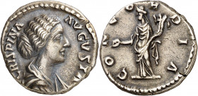 (180-182 d.C.). Crispina. Denario. (Spink 5996) (S. 5) (RIC. 278). 3,38 g. MBC+.