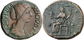 (180-182 d.C.). Crispina. Sestercio. (Spink 6011) (Co. 40) (RIC. 673). 24,08 g. MBC/MBC-.