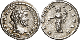 (199 d.C.). Septimio Severo. Denario. (Spink 6259) (S. 21) (RIC. 500). Ex Áureo 22/10/1997, nº 4076. 3,43 g. EBC-.