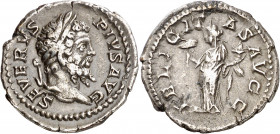 (205 d.C.). Septimio Severo. Denario. (Spink 6273) (S. 135) (RIC. 261). 2,66 g. MBC.