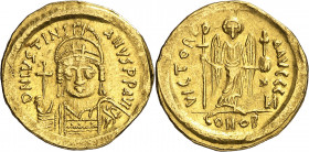 Justiniano I (527-565). Constantinopla. Sólido. (Ratto 455 var) (S. 140). Con certificado de autenticidad y procedencia. Ex Artemide Aste 02/05/2020, ...
