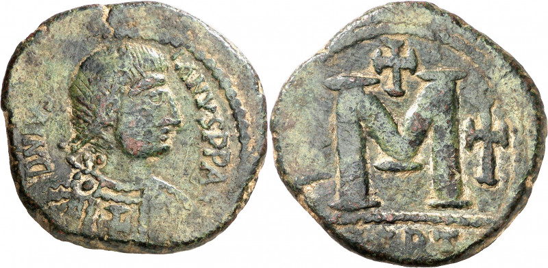 Justiniano I (527-565). Cartago. Follis. (Ratto 699) (S. 257). Ex Áureo 15/06/19...