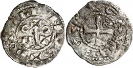 Comtat del Rosselló. Gausfred III (1115-1164). Perpinyà. Òbol. (Cru.V.S. 114) (Cru.C.G. 1900). Manchitas. No figuraba en la Colección Ramon Muntaner. ...