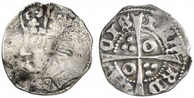 Joan II (1458-1479). Balaguer. Terç de croat. (Cru.V.S. 945) (Cru.C.G. 2985). Muy rara. 0,93 g. MBC-.