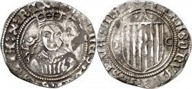 Joan II (1458-1479). Zaragoza. Real. (Cru.V.S. falta) (Cru.C.G. 3030). Manchitas. Ex Colección Crusafont 27/10/2011, nº 589. Muy rara. 3,29 g. (MBC-)....