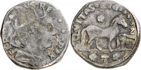 Ferran I de Nàpols (1458-1494). Àquila. Cavall. (Cru.V.S. 1081) (Cru.C.G. 3490) (MIR. 95 var). 2,16 g. MBC-/MBC.