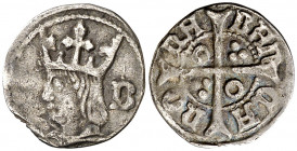 Ferran II (1479-1516). Barcelona. Quart de croat. (Cru.V.S. 1146.1 var) (Badia 897, mismo ejemplar, mal clasificado como tipo XVII) (Cru.C.G. 3081 var...