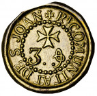 Barcelona. Sant Joan de Jerusalem. Pellofa. (Cru.L. 1155). Valor: 3 sous. Latón. 0,64 g. EBC-.