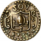 1737. Barcelona. Sant Sever. Pellofa. (Cru.L. 1298). Valor: SOV. Latón. 0,93 g. MBC+.