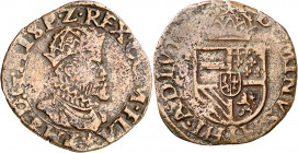 s/d (1577-1580). Felipe II. Brujas. 1 corta de los estados. (Vti. 413) (Vanhoudt 386-BG). 1,60 g. MBC-.