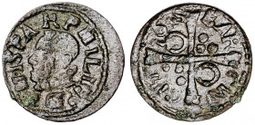 1615. Felipe III. Barcelona. 1 diner. (AC. 11). 0,87 g. MBC.