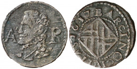 1617. Felipe III. Barcelona. 1 ardit. (AC. 28) (Cru.C.G. 4345e). 1,39 g. MBC-/MBC.