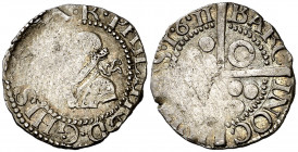 1611. Felipe III. Barcelona. 1/2 croat. (AC. 370) (Cru.C.G. 4341). La cruz corta la leyenda. Acuñación floja. Parte de brillo original. Ex Áureo 28/09...