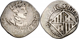 s/d. Felipe III. Mallorca. 1 ral. (AC. 465) (Cru.C.G. 4355). Algo recortada. 2,33 g. BC+.