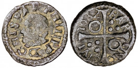 1632. Felipe IV. Barcelona. 1 diner. (AC. 8) (Cru.C.G. 4422h). 0,82 g. MBC-/MBC.