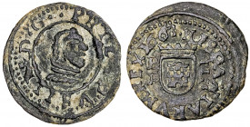 1663. Felipe IV. Burgos. R. 4 maravedís. (AC. 188) (J.S. M-36). Pátina verde. 1,05 g. MBC.