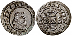 1662. Felipe IV. Granada. N. 8 maravedís. (AC. 341). Ligeramente descentrada. Atractiva. 2,13 g. EBC-.