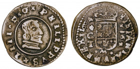 1664. Felipe IV. Córdoba. T. 16 maravedís. Falsa de época. 5 g. MBC+.