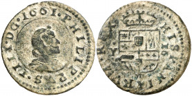 1661. Felipe IV. (Madrid). Y. 16 maravedís. (AC. 467) (J.S. M-279). Escasa. 4,53 g. MBC.