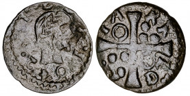 1642. Guerra dels Segadors. Tàrrega. 1 diner. (AC. 233) (Cru.C.G. 4660). Busto de Lluís XIII a derecha. 0,70 g. MBC.