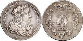 1691. Carlos II. Nápoles. AG/A. 1 tari. (Vti. 174) (MIR. 300). 4,28 g. MBC.