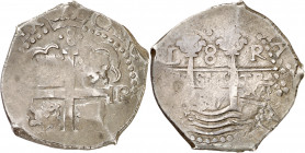 1687. Carlos II. Lima. R. 8 reales. (AC. 592). Acuñación floja. Escasa. 27,08 g. MBC.