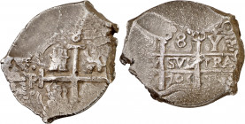 1701. Felipe V. Potosí. Y. 8 reales. (AC. 1535). Escasa. 27,66 g. MBC-.