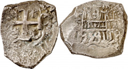 1759. Fernando VI. Potosí. q. 8 reales. (AC. 537). Doble fecha. Visible el ordinal del rey. Doble acuñación del reverso. 27,43 g. MBC-.