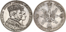 Alemania. Prusia. 1861. Guillermo I. 1 taler. (Kr. 488). Coronación. Rayitas. AG. 18,42 g. MBC+.